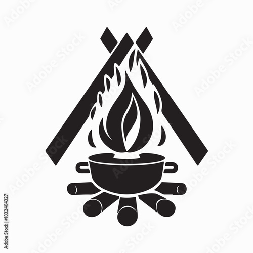 Campfire Cooking Logo Image Vector Isolated On White Background