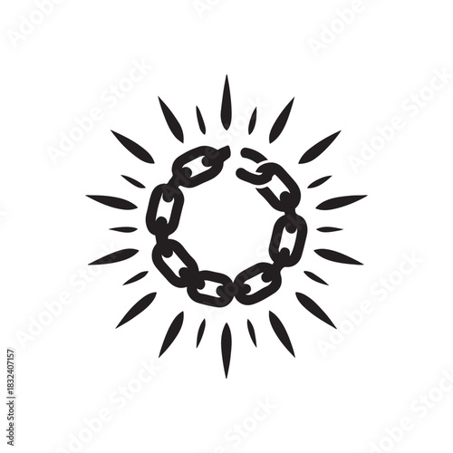 Broken chain symbolizing freedom and liberation overcoming limitations and constraints concept of achievement and success on white background silhouette