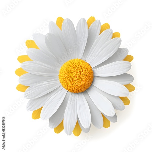 Detailed Image White Daisy Flower With Yellow Accents petals