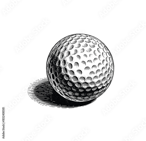 Vintage Engraved Golf Ball Illustration – Classic Sports Equipment Artwork
