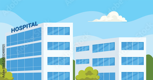 Hospital or clininc building, public hospital illustration