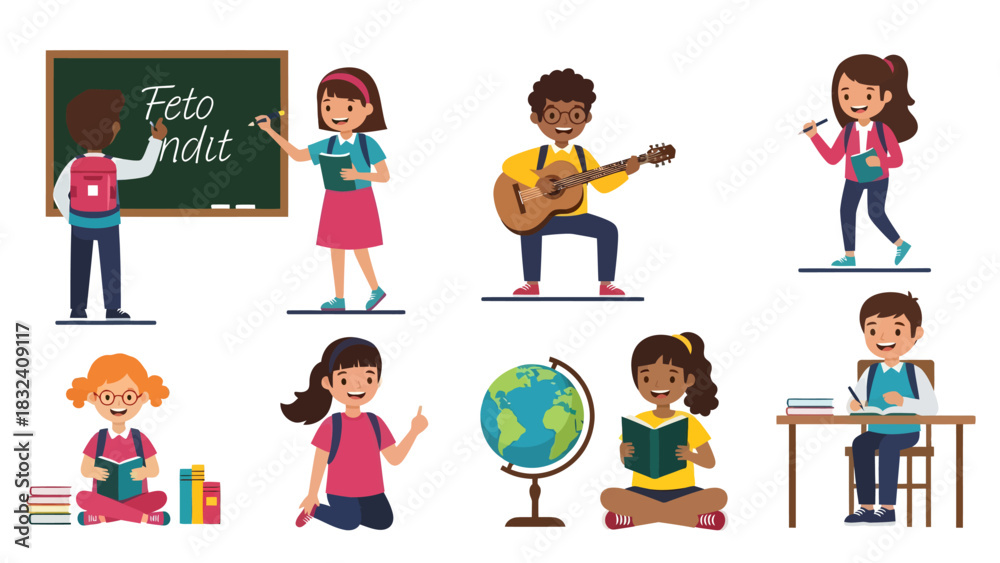 Fototapeta premium Diverse Students Learning Together in a Classroom Setting