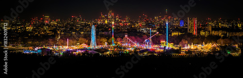 Photography London Skyline and Christmas Fair in Hyde Park at Twilight