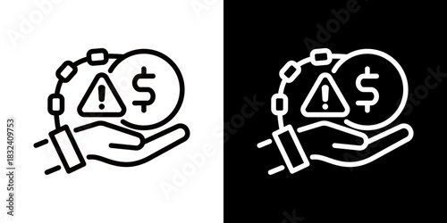 Debt Icon Of Flat Black And White Style 