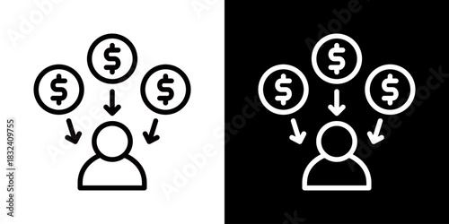 Income Icon Of Flat Black And White Style 