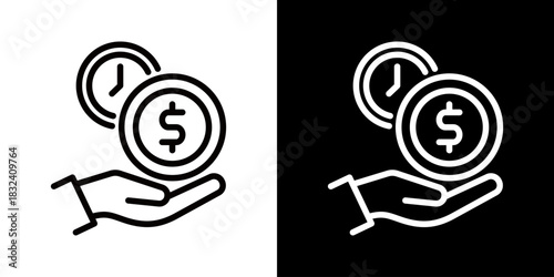 Credit Icon Of Flat Black And White Style 