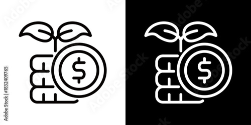 Investment Icon Of Flat Black And White Style 