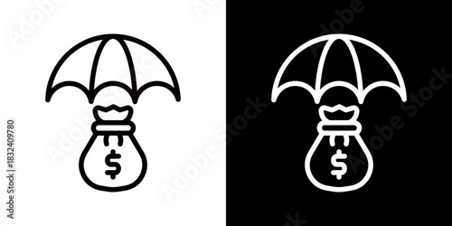 Insurance Icon Of Flat Black And White Style 