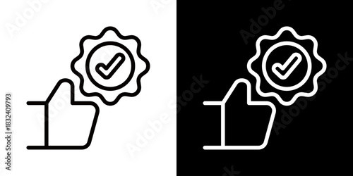 Approval Icon Of Flat Black And White Style 