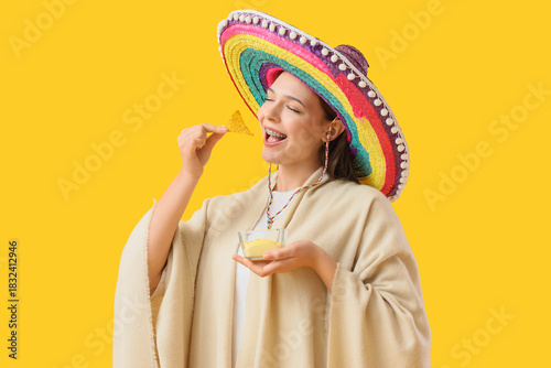 Young Mexican woman with sa...