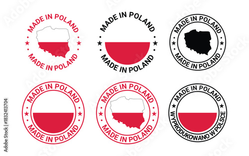 set of made in poland label	