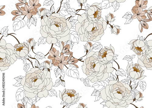 Seamless flowers pattern in vector. Abstract flower pattern design