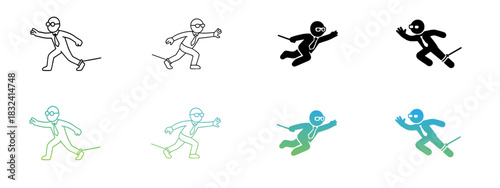 Businessman Running with Chain Icon Set