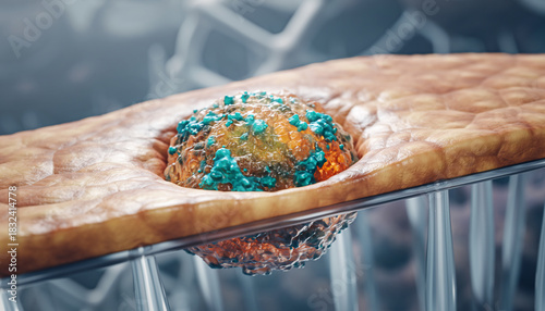 Molecular Biology, a Detailed Microscopic View of a Complex Cellular or Viral Structure in Scientific Research.