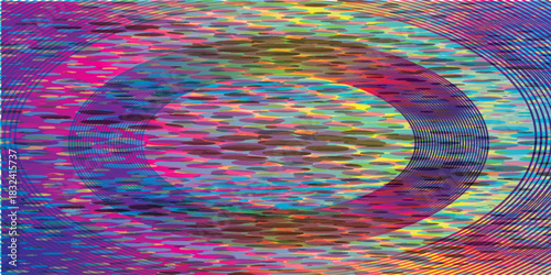 Abstract Colorful Elliptical Shapes and Lines Vibrant Artistic Composition.