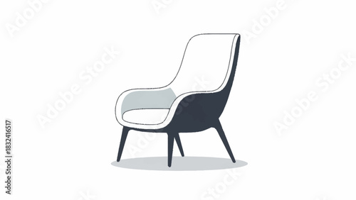 Sleek modern armchair with a comfortable curved design. Vector illustration of minimalist lounge furniture for contemporary interior decoration concepts