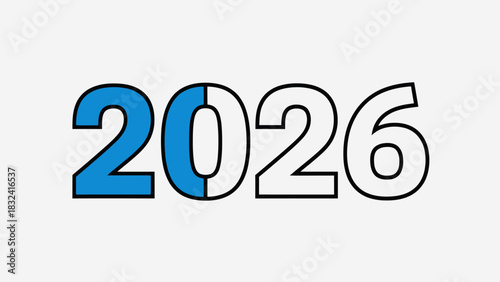 The year 2026 illustration showcasing progress transition and anticipation with a bold color palette