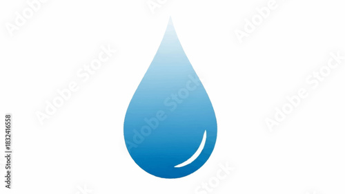 Simple blue water drop icon illustration. Vector graphic of a clean liquid droplet symbol isolated on a white background for design
