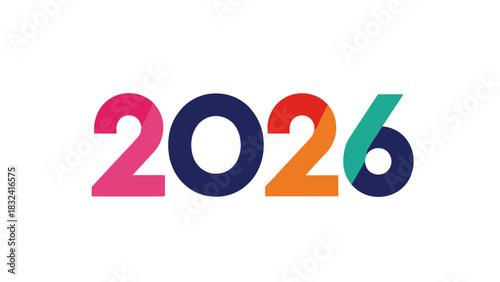 Vibrant and dynamic 2026 graphic with modern style and color palette for a new beginning