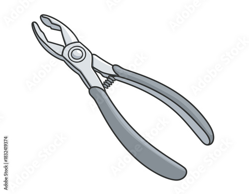 Medical Pliers Illustration Tool Surgical Instrument for Dental or Surgical Procedures Metallic Gray Handles Close Up Isolated on Black Background