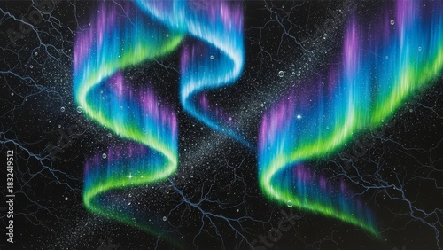 Vibrant Aurora Borealis Swirls and Bubbles