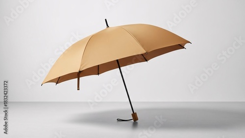 Wallpaper Mural Open Beige Umbrella on Grey Background, Minimalist Product Shot for Fashion Accessories, Weather Protection, Branding, and Lifestyle Design Projects Torontodigital.ca