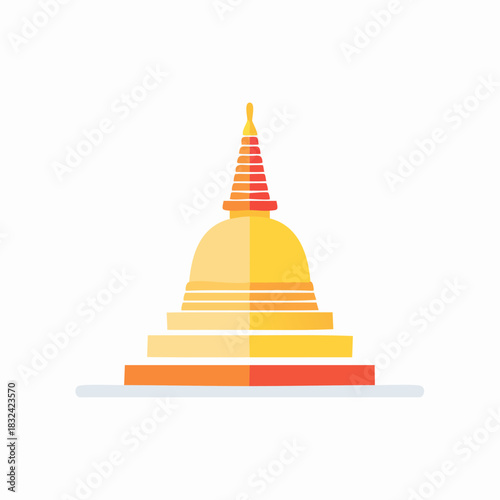 Golden Buddhist Stupa Temple Architecture Religious Landmark.