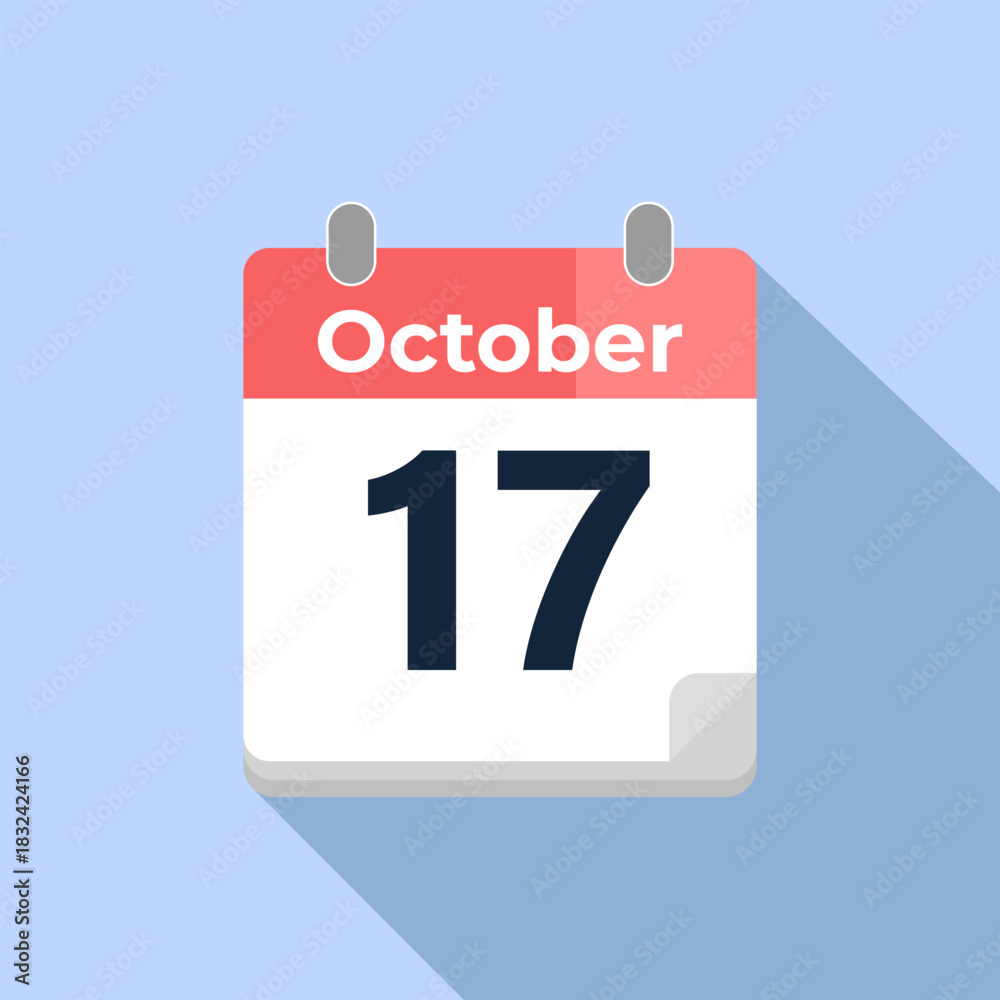 Fototapeta premium October 17 Vector Calendar Modern flat color vector calendar with date