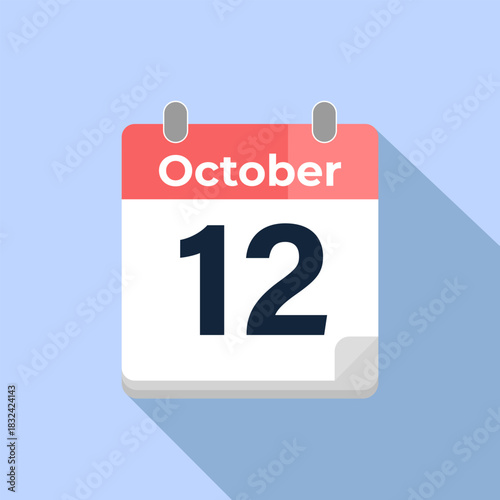 October 12 Vector Calendar
Modern flat color vector calendar with date