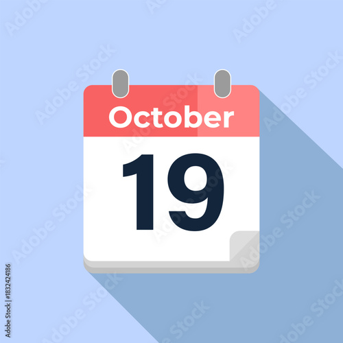 October 19 Vector Calendar
Modern flat color vector calendar with date