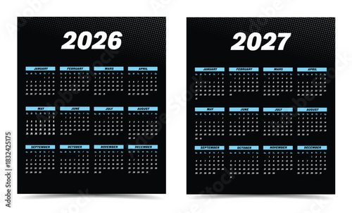 Minimalist 2026–2027 calendar template designed with a clean and modern layout