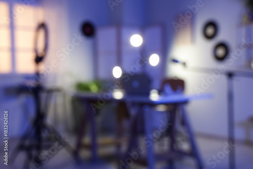 Interior of dark podcaster'...