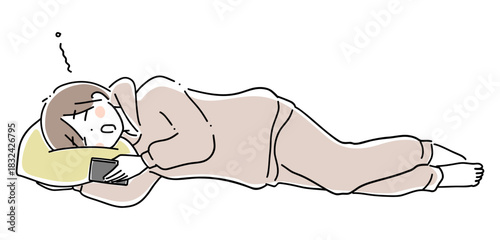 寝ながらスマホを見る女性6