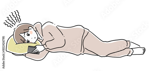 寝ながらスマホを見る女性5