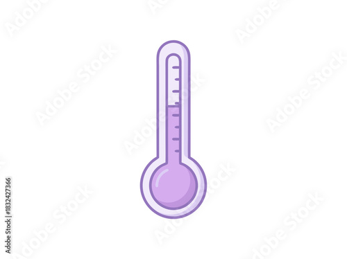 Pale Purple Thermometer Graphic With Scale Showing Moderate Temperature Against Black Background