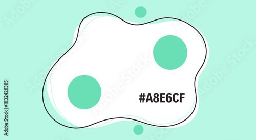 Abstract fluid shape with circles in mint color, suitable for graphic design projects and