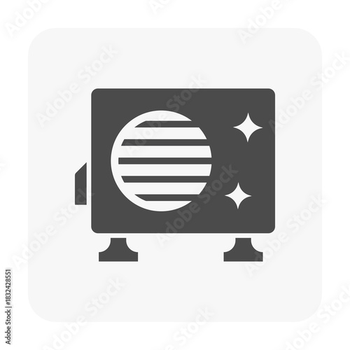 Clean air condenser outdoor unit vector icon. Essential HVAC components for effective heat ventilation, cooling performance, energy efficiency and proper air conditioning system operation.