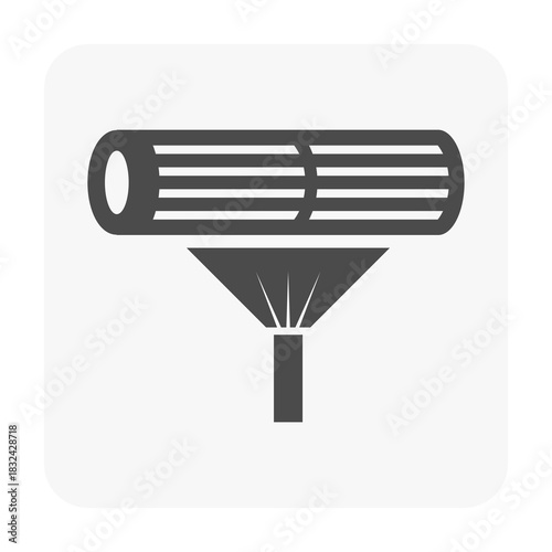 Squirrel fan cleaning vector icon, water spray used to wash dust and contaminants from fan blades. HVAC maintenance for airflow,  efficiency, cleaner air quality and disease prevention.