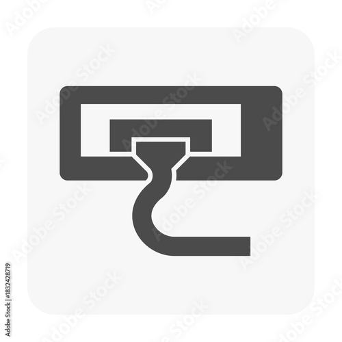 Air conditioner cleaning vector icon, vacuum cleaner removing dust from evaporator coil of indoor HVAC unit to improved airflow, cooling performance, energy savings and healthier air quality.