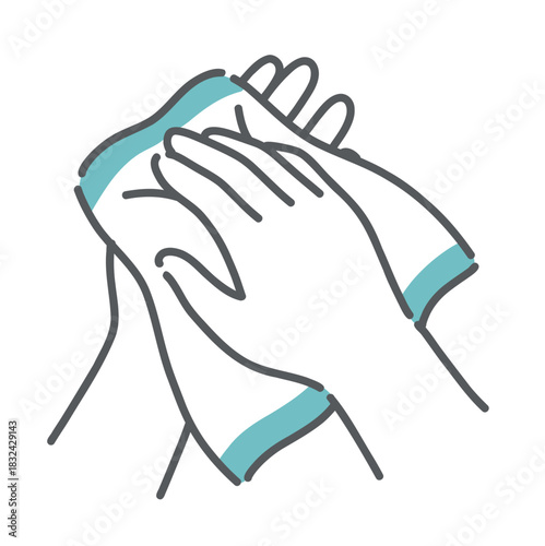 手洗いの最終工程、ハンカチやペーパータオルで手を拭くイラスト