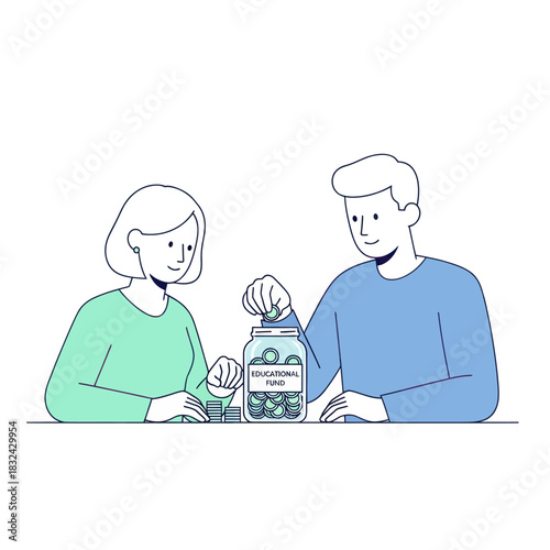 Couple Saving Money Together in a Jar.