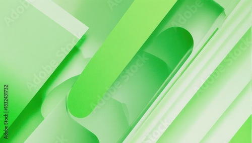 Abstract Green Geometric Shapes Background with Gradient.