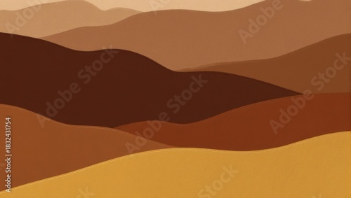Abstract layered landscape illustration in warm earthy tones.