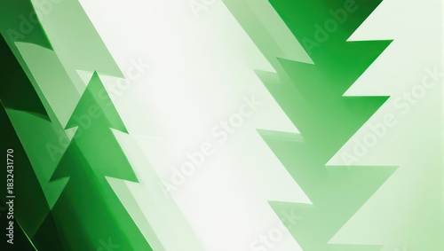 Abstract green geometric shapes background with a bright white space.