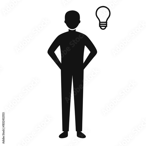 Illumination: Conceptual illustration of a person with an idea, highlighting the spark of insight and creative thinking.