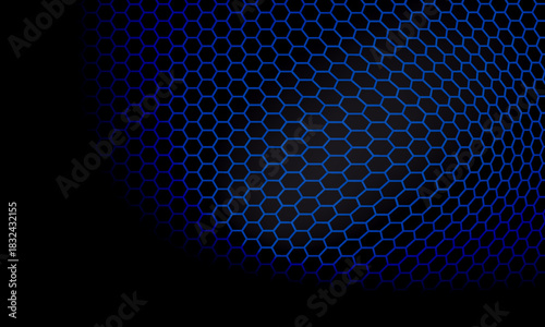 Blue geometric polygons background, hexagon symbol, abstract black metallic wallpaper. Modern Creative trendy design