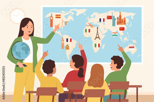 Geography Lesson and World Map Study