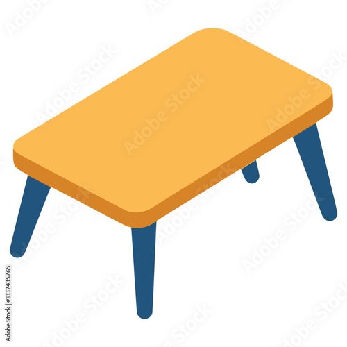 Modern kid wooden desk study flat color vector illustration template design