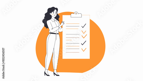 Woman Presenting a Checklist Planning, Organization, and Task Management Concept