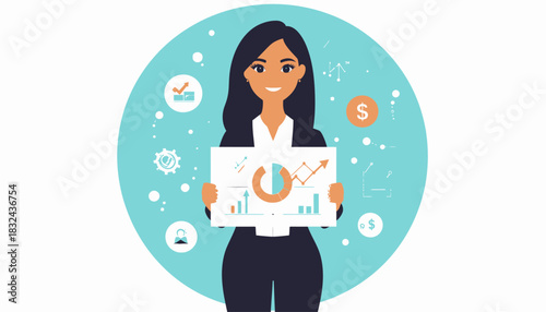 Businesswoman Presenting Financial Data Analysis and Investment Opportunities